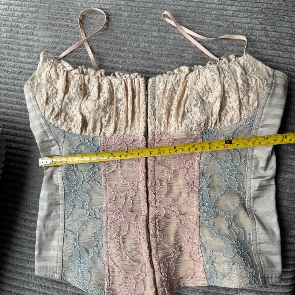 Casadie Y2K vintage corset lace top blue cream Pink - Picture 7 of 14